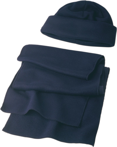 Polyester fleece (200 gr/m²) beanie and scarf Russo