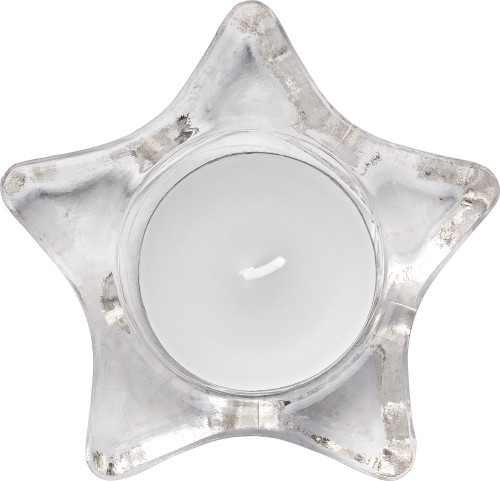 Star-shaped glass candle holder, including candle Nisha