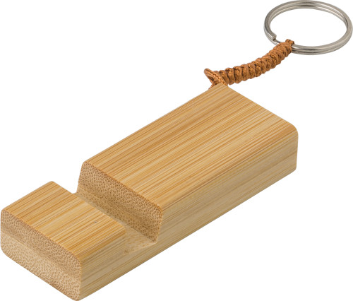 Bamboo key chain phone stand